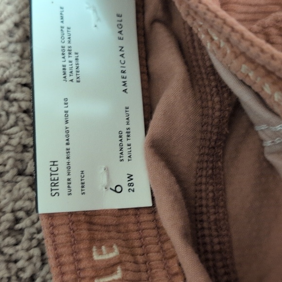 American eagle AE super high rise baggy wide leg size 6 reg pink corduroy pants - Picture 4 of 11